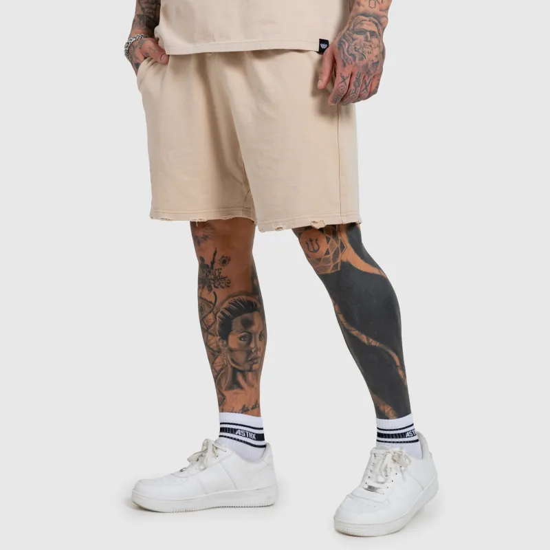 Férfi rövidnadrág Iron Aesthetics X Washed, bézs-8