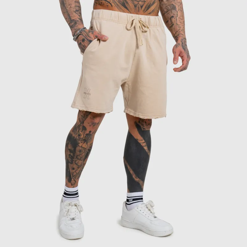 Férfi rövidnadrág Iron Aesthetics X Washed, bézs-10