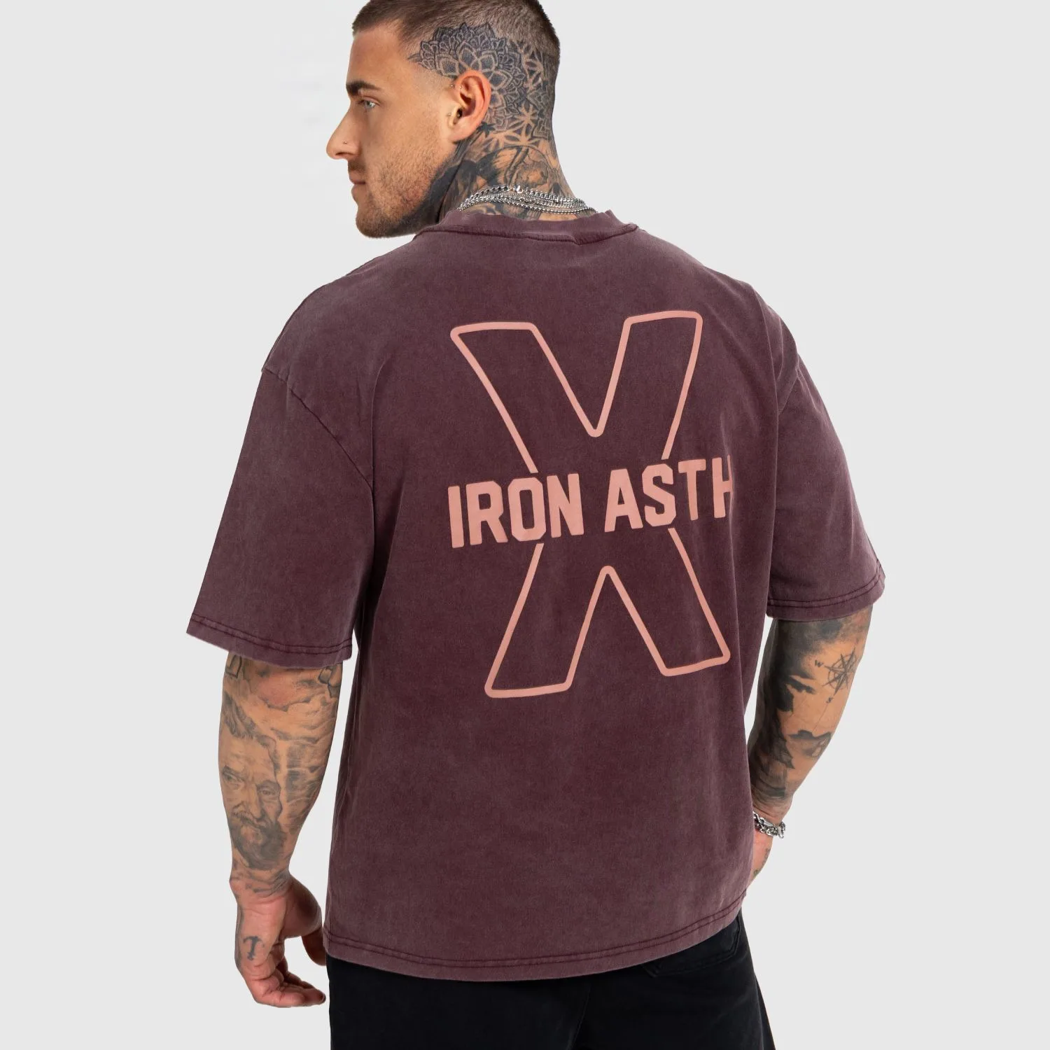 Férfi póló Iron Aesthetics X Washed, burgundy-1