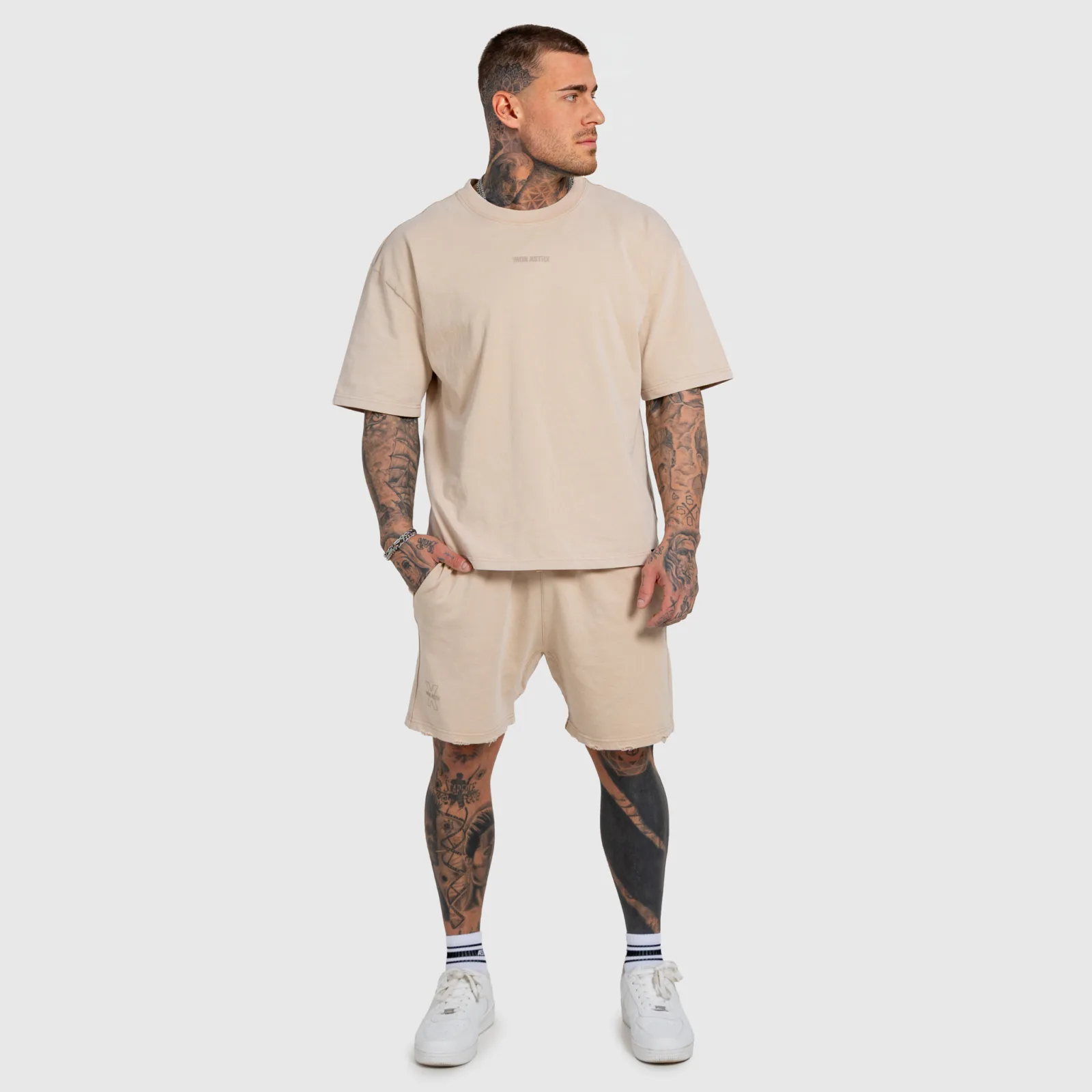 Férfi szett Iron Aesthetics X Washed, bézs-1