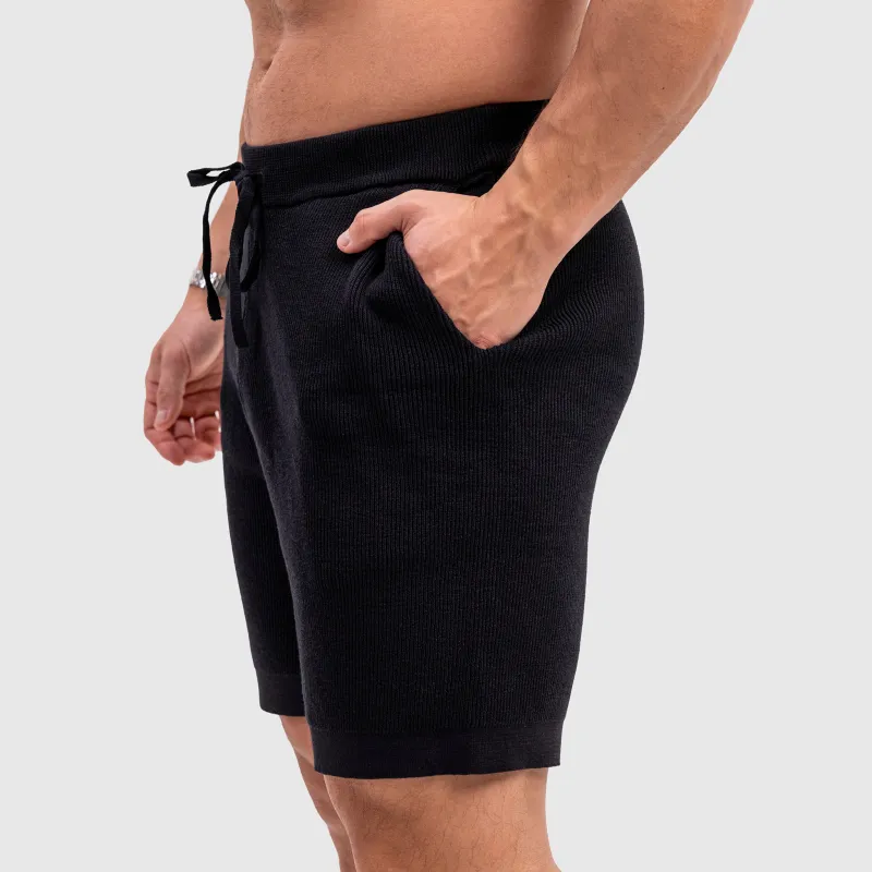 Férfi kötött rövidnadrág Iron Aesthetics Vibe, fekete-3
