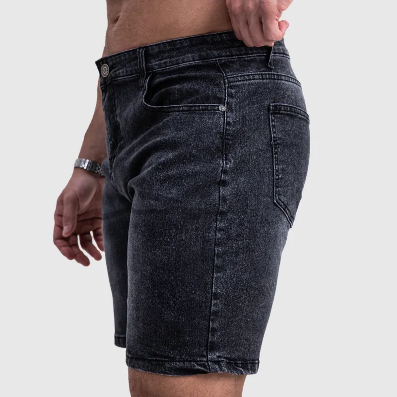 Férfi farmer rövidnadrág Iron Aesthetics Denim Stretch, fekete-5
