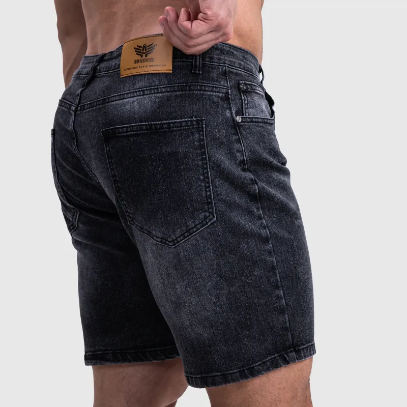 Férfi farmer rövidnadrág Iron Aesthetics Denim Stretch, fekete-4