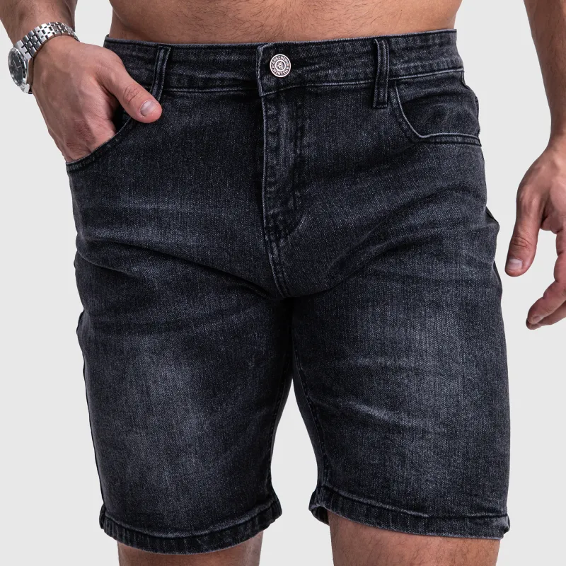 Férfi farmer rövidnadrág Iron Aesthetics Denim Stretch, fekete-3