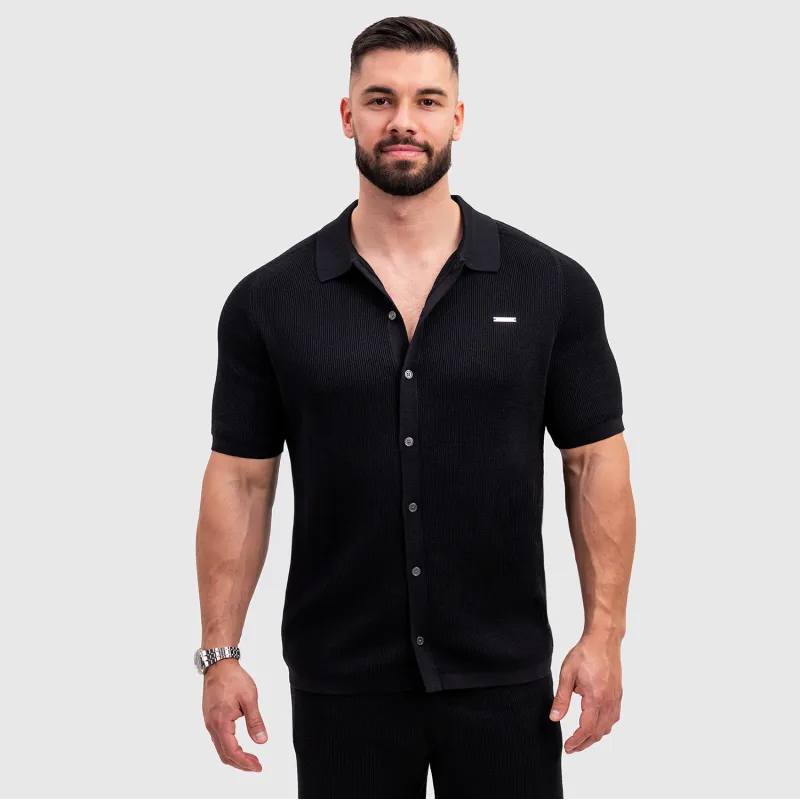 Férfi kötött ing Iron Aesthetics Vibe, fekete-1