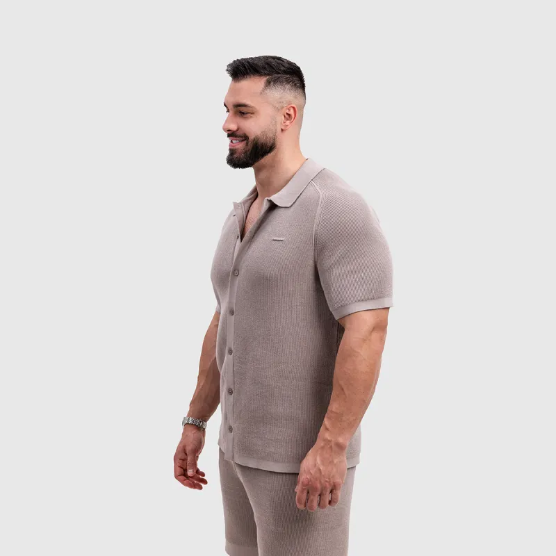 Férfi kötött ing Iron Aesthetics Vibe, bézs-4
