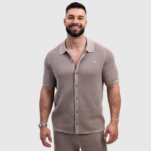 Férfi kötött ing Iron Aesthetics Vibe, bézs