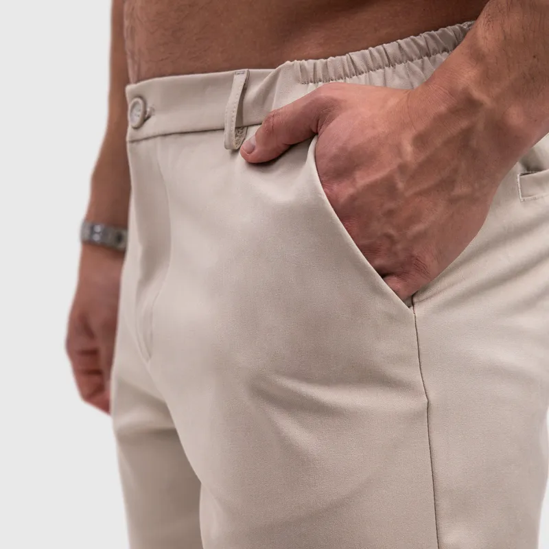 Férfi rövidnadrág Iron Aesthetics Chino Flex, bézs-3