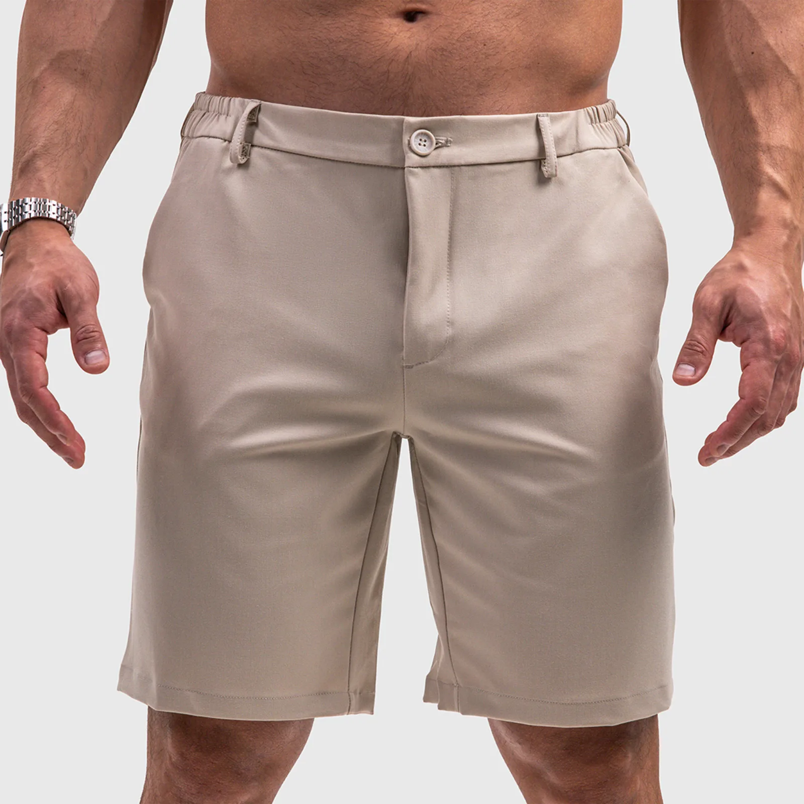 Férfi rövidnadrág Iron Aesthetics Chino Flex, bézs-1