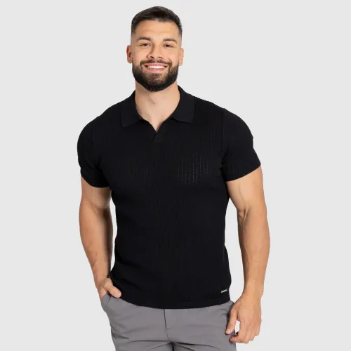 Férfi póló Iron Aesthetics Polo Knit, fekete