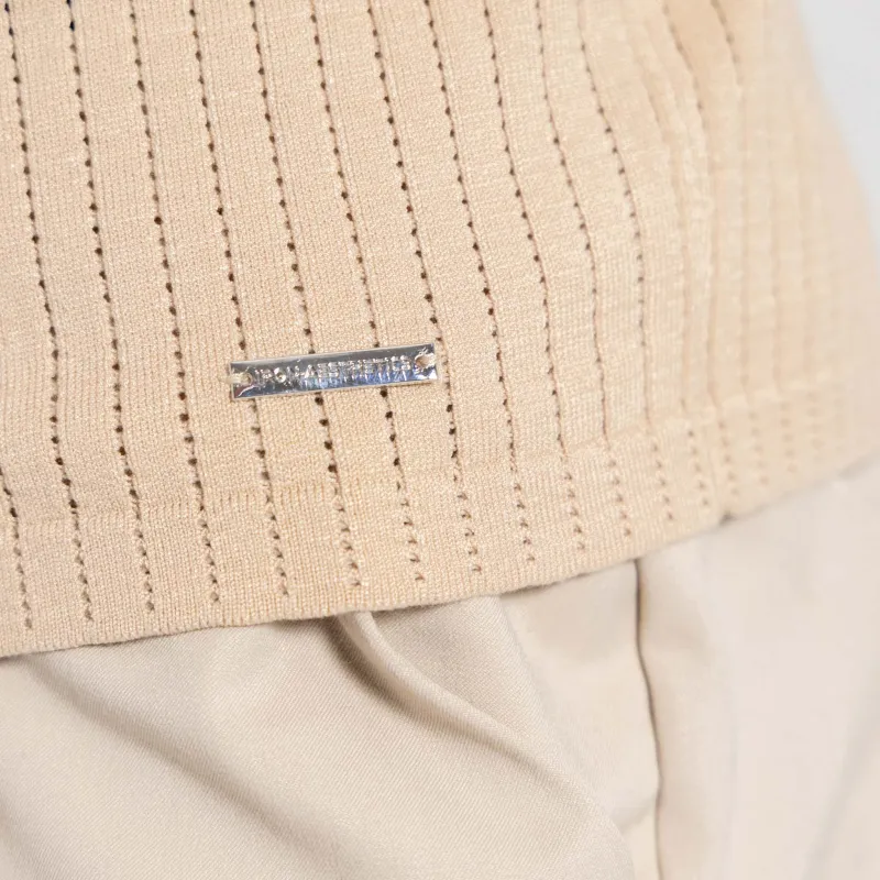Férfi póló Iron Aesthetics Polo Knit, bézs-6