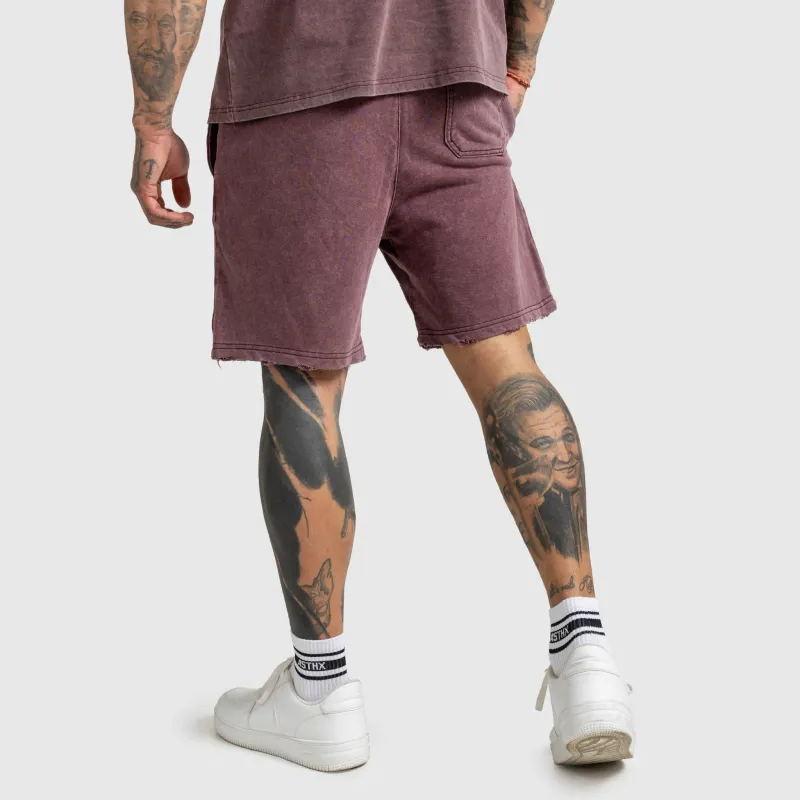 Férfi rövidnadrág Iron Aesthetics X Washed, burgundy-5