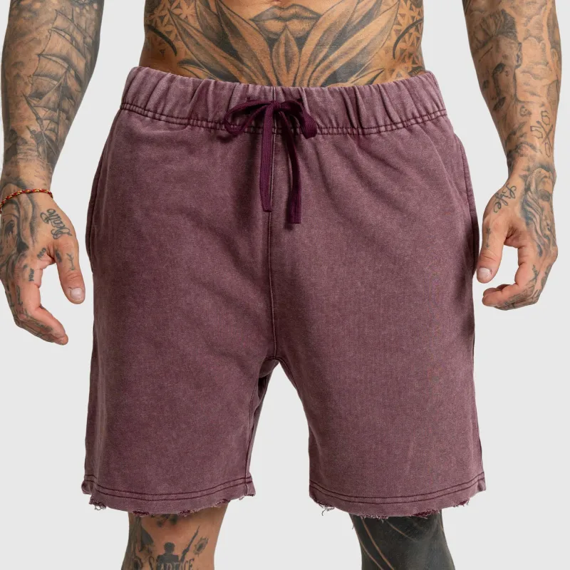 Férfi rövidnadrág Iron Aesthetics X Washed, burgundy-3