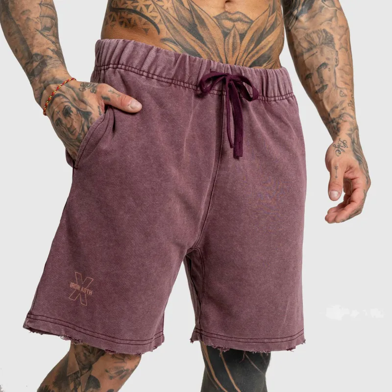 Férfi rövidnadrág Iron Aesthetics X Washed, burgundy-2
