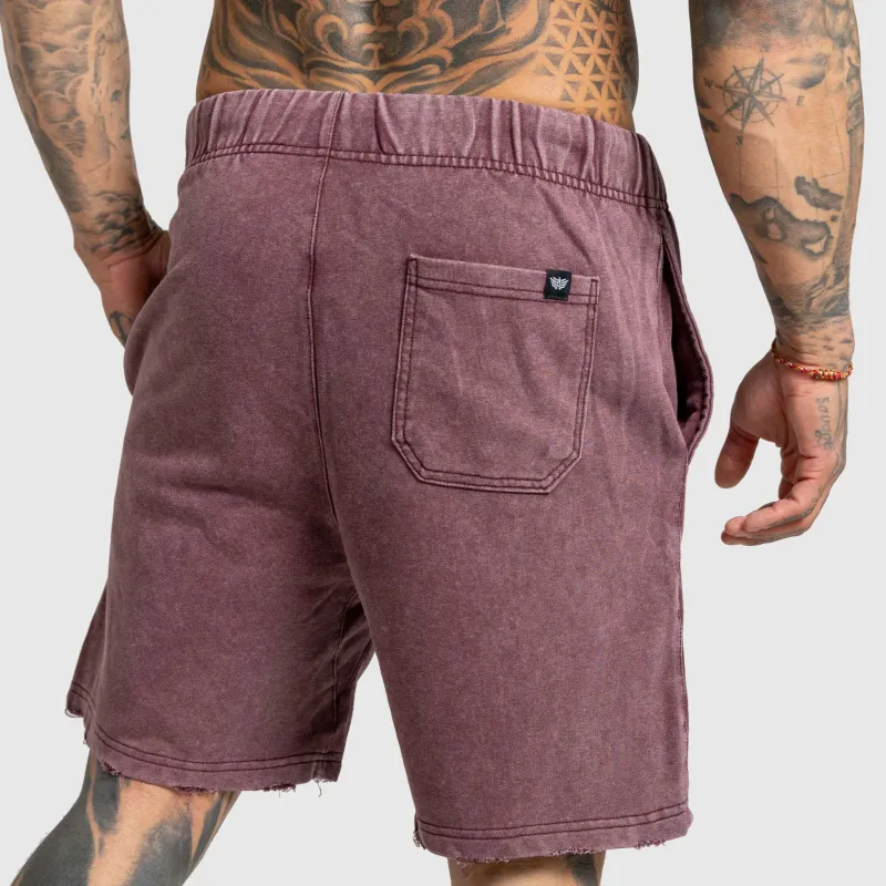 Férfi rövidnadrág Iron Aesthetics X Washed, burgundy-4