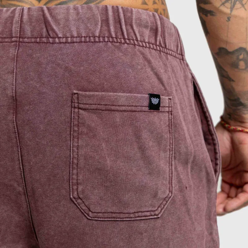 Férfi rövidnadrág Iron Aesthetics X Washed, burgundy-6
