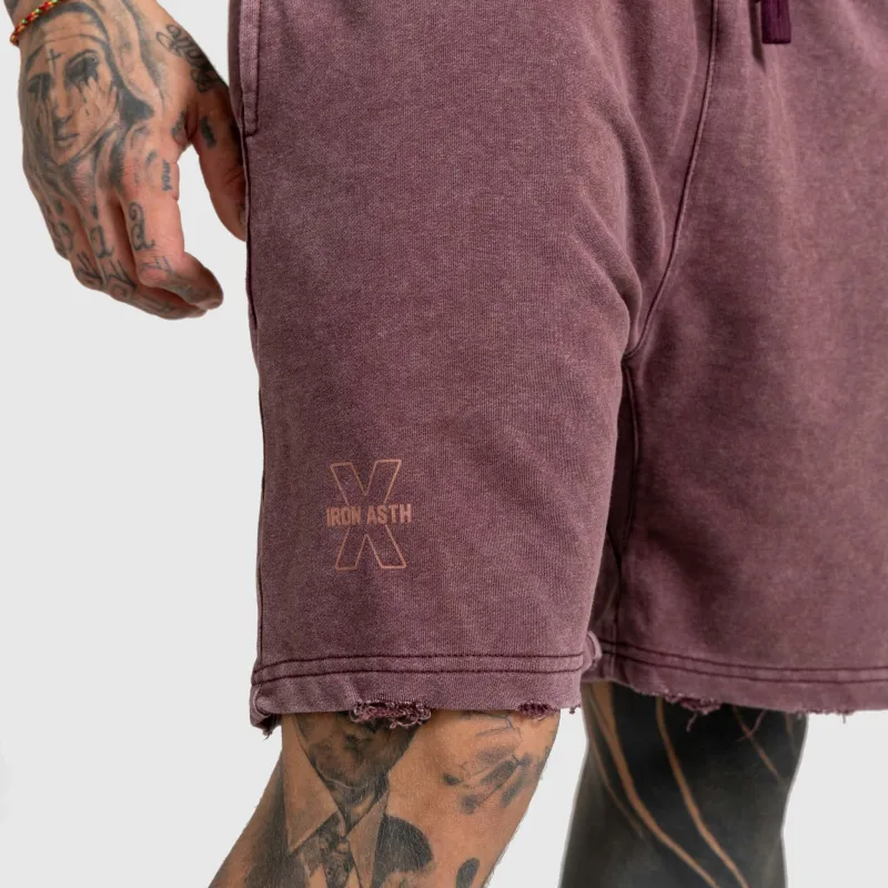 Férfi rövidnadrág Iron Aesthetics X Washed, burgundy-7