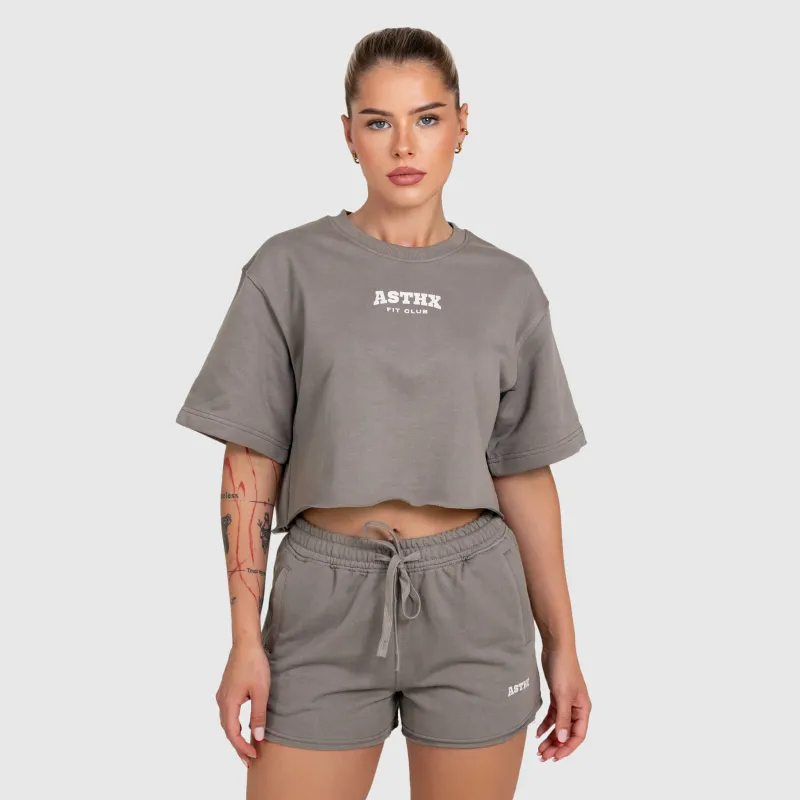 Női crop top Iron Aesthetics Heavy-Terry, szürke-1