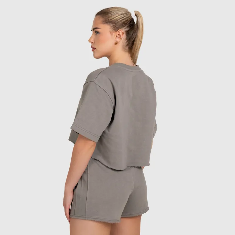 Női crop top Iron Aesthetics Heavy-Terry, szürke-5
