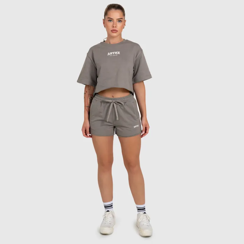 Női crop top Iron Aesthetics Heavy-Terry, szürke-7