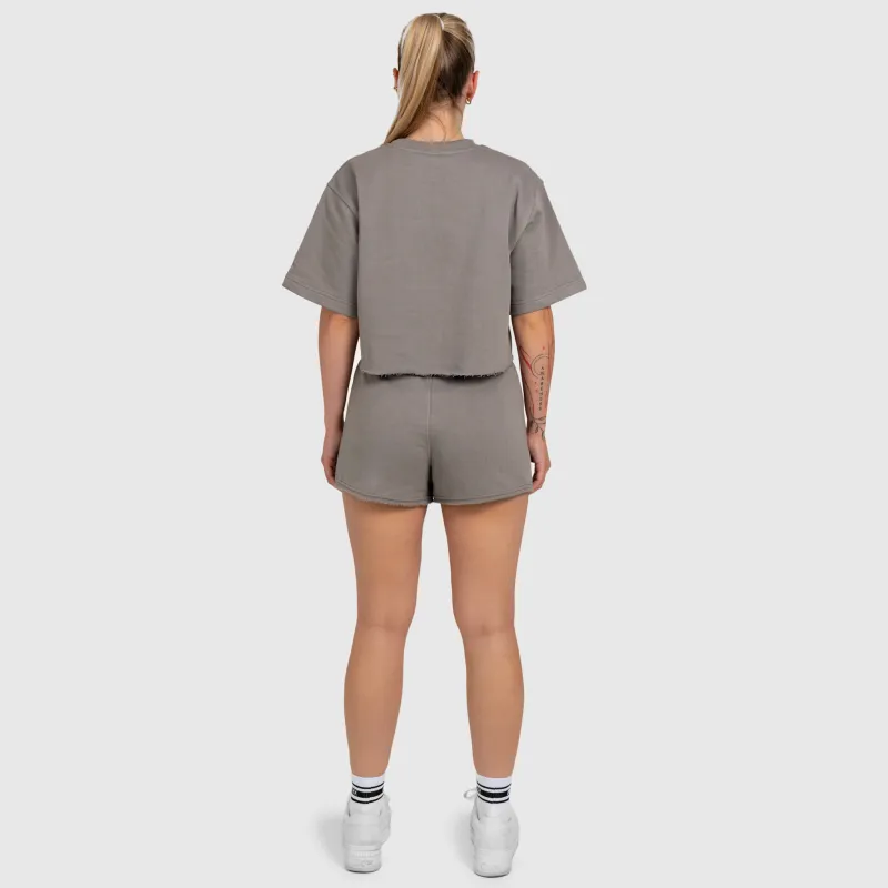 Női crop top Iron Aesthetics Heavy-Terry, szürke-8
