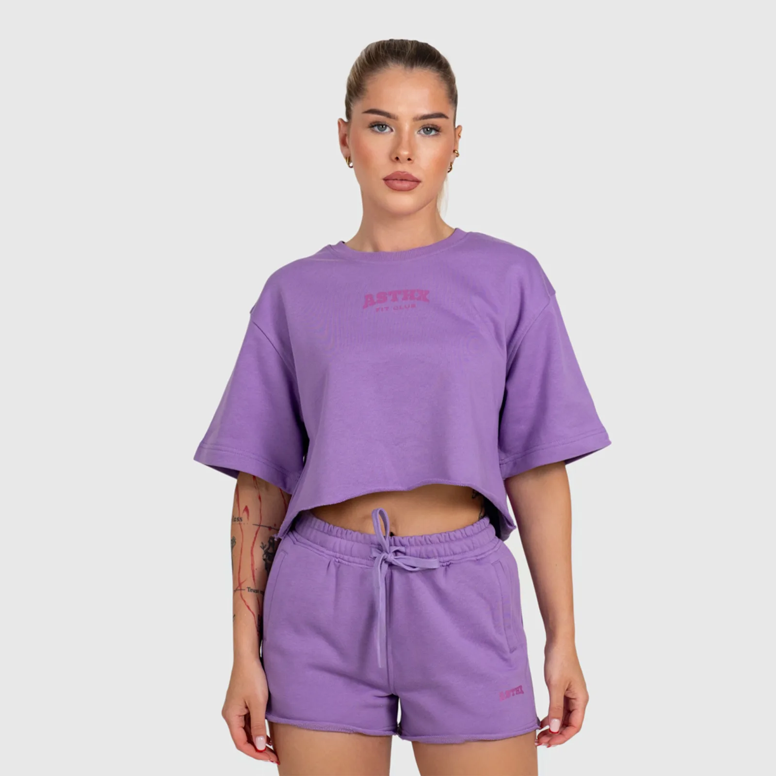 Női crop top Iron Aesthetics Heavy-Terry, lila-1