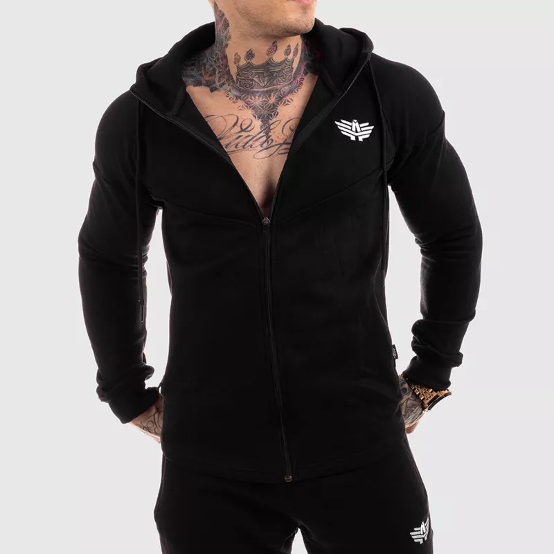 Cipzáros fitness pulóver Iron Aesthetics Round, fekete-2