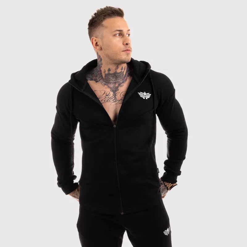 Cipzáros fitness pulóver Iron Aesthetics Round, fekete-1