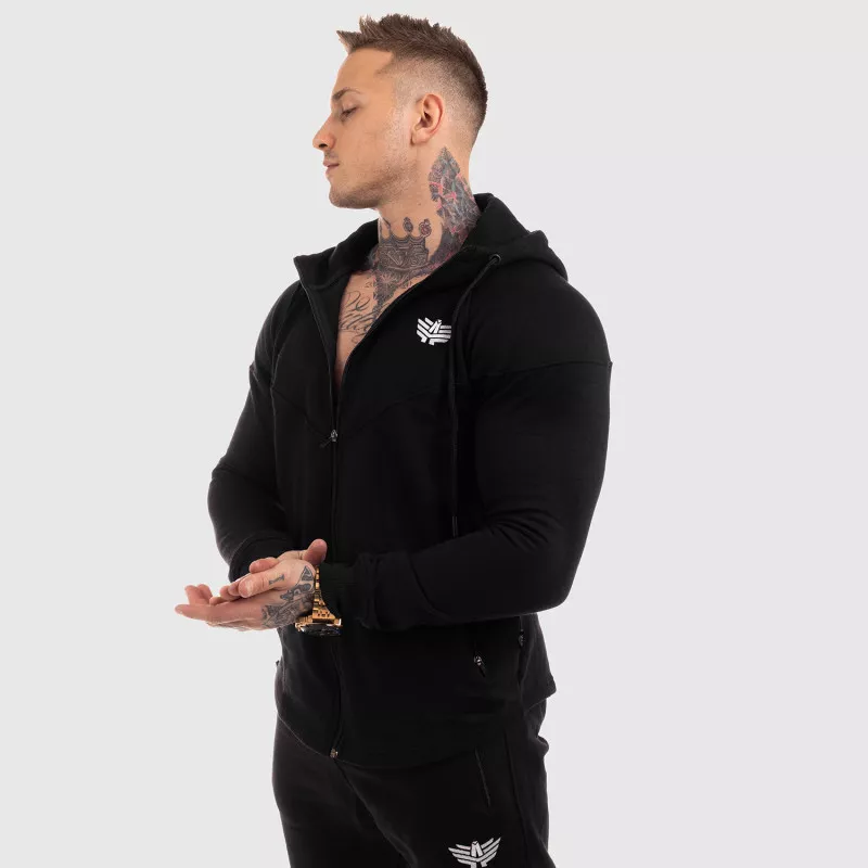 Cipzáros fitness pulóver Iron Aesthetics Round, fekete-3