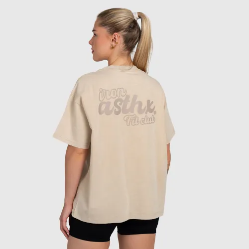 Női oversized póló Iron Aesthetics Fit club, washed beige
