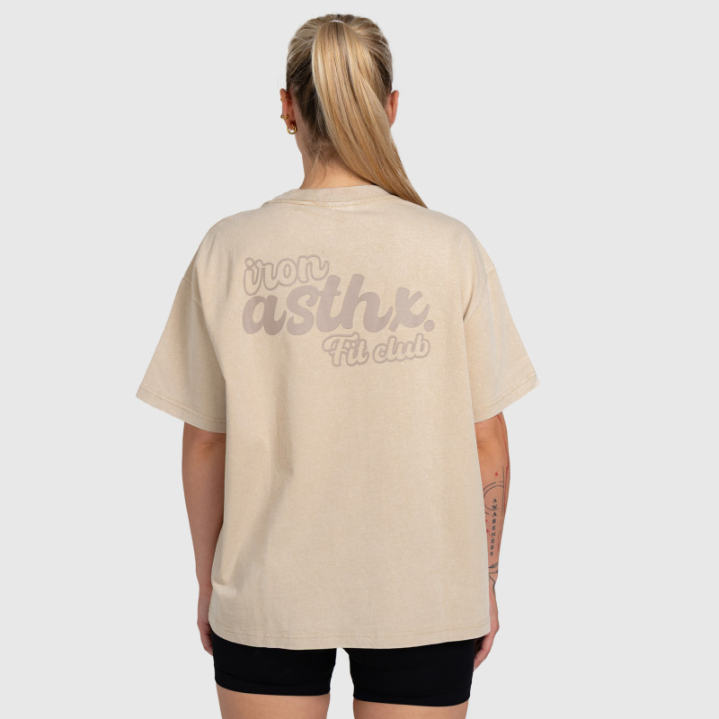 Női oversized póló Iron Aesthetics Fit club, washed beige · záber 7