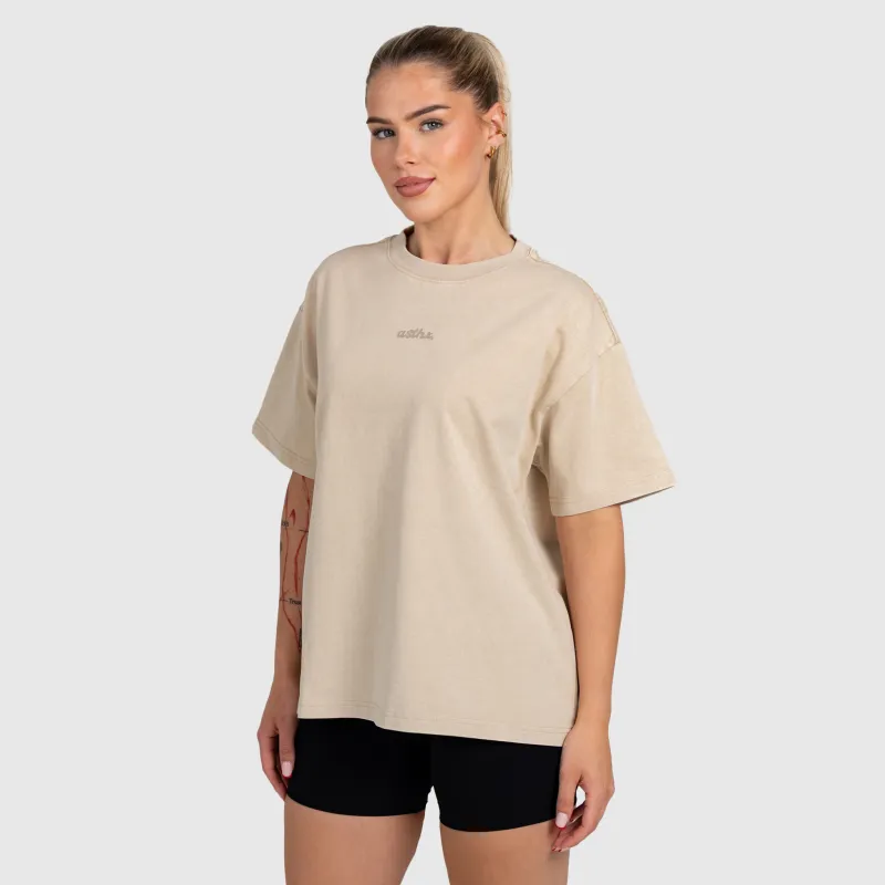 Női oversized póló Iron Aesthetics Fit club, washed beige-2