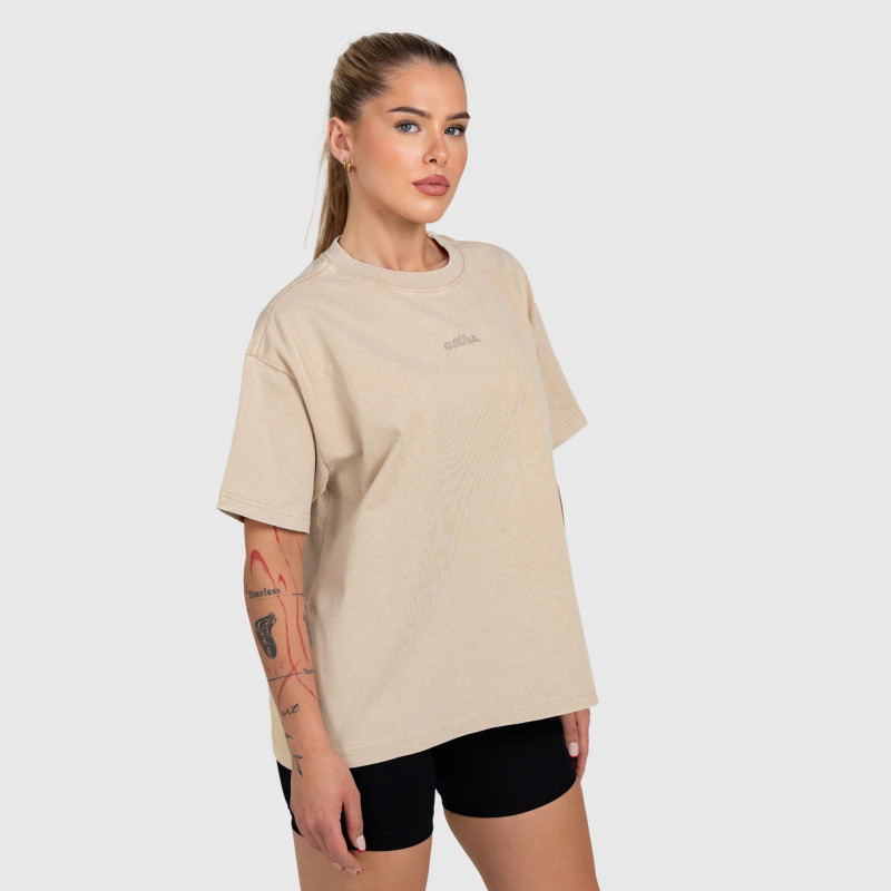 Női oversized póló Iron Aesthetics Fit club, washed beige · záber 6