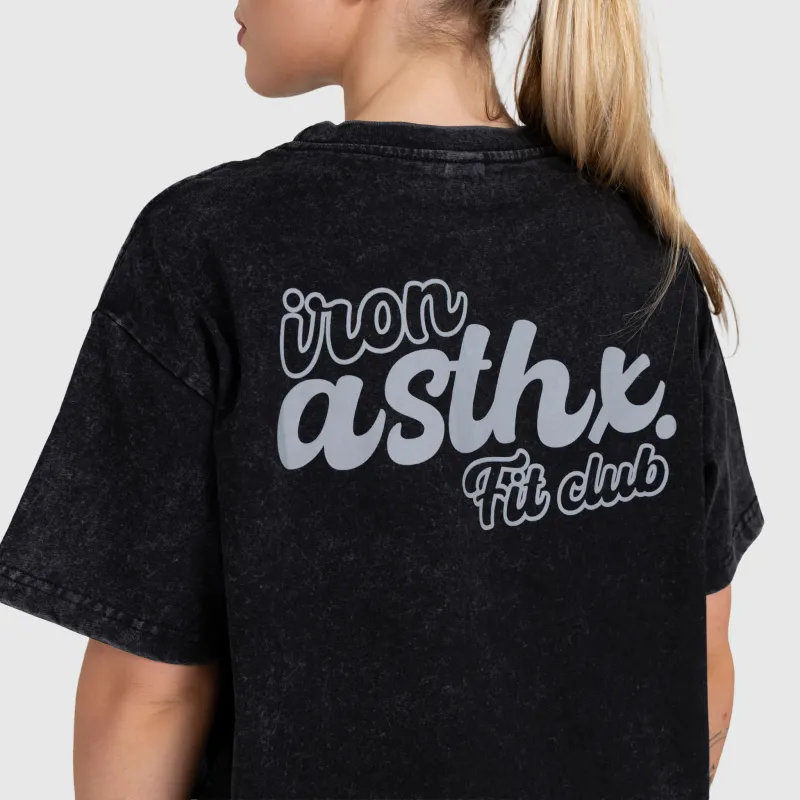 Női oversized póló Iron Aesthetics Fit club, washed black-6