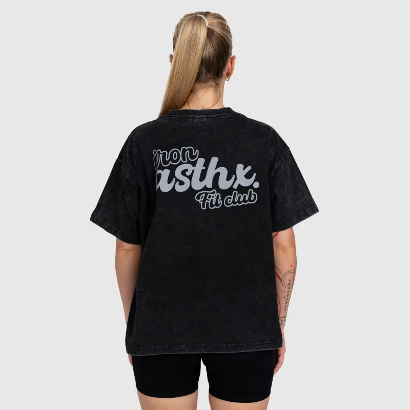 Női oversized póló Iron Aesthetics Fit club, washed black-7