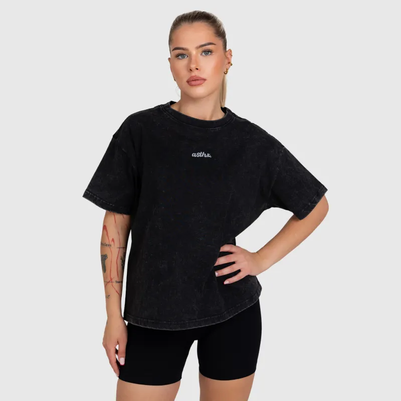 Női oversized póló Iron Aesthetics Fit club, washed black-3