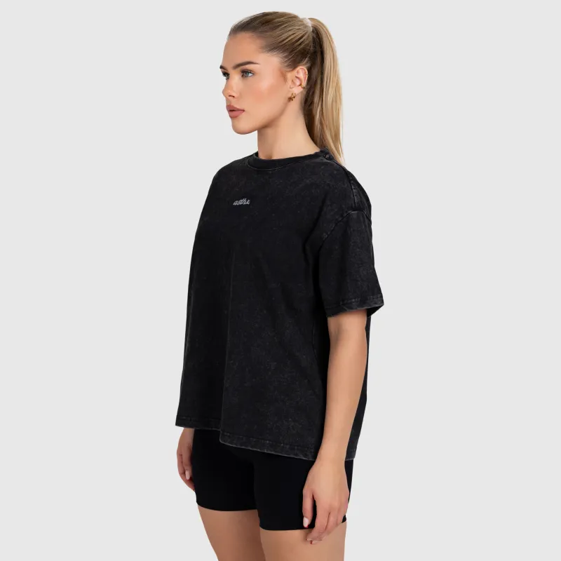 Női oversized póló Iron Aesthetics Fit club, washed black-2