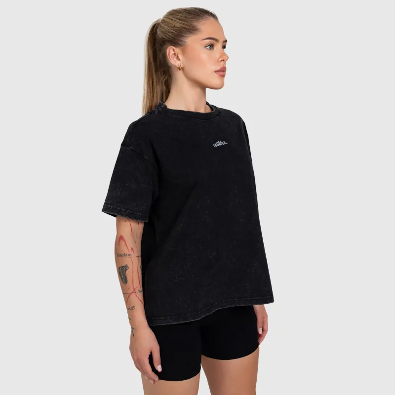 Női oversized póló Iron Aesthetics Fit club, washed black-4