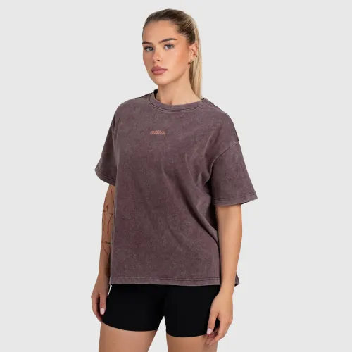 Női oversized póló Iron Aesthetics Fit club, washed  burgundy