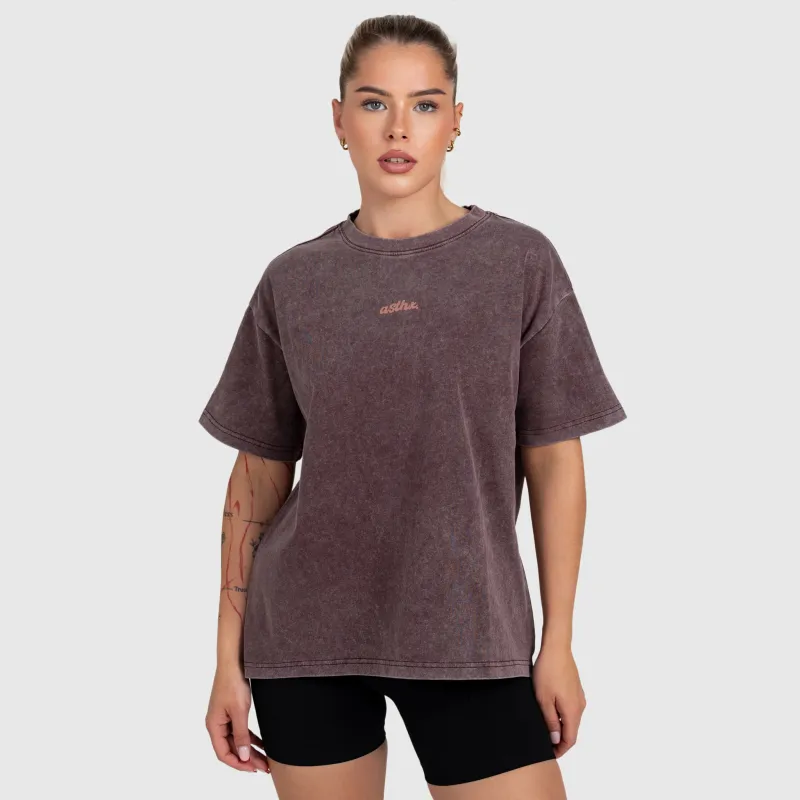 Női oversized póló Iron Aesthetics Fit club, washed  burgundy-6