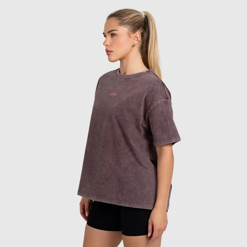 Női oversized póló Iron Aesthetics Fit club, washed  burgundy-4