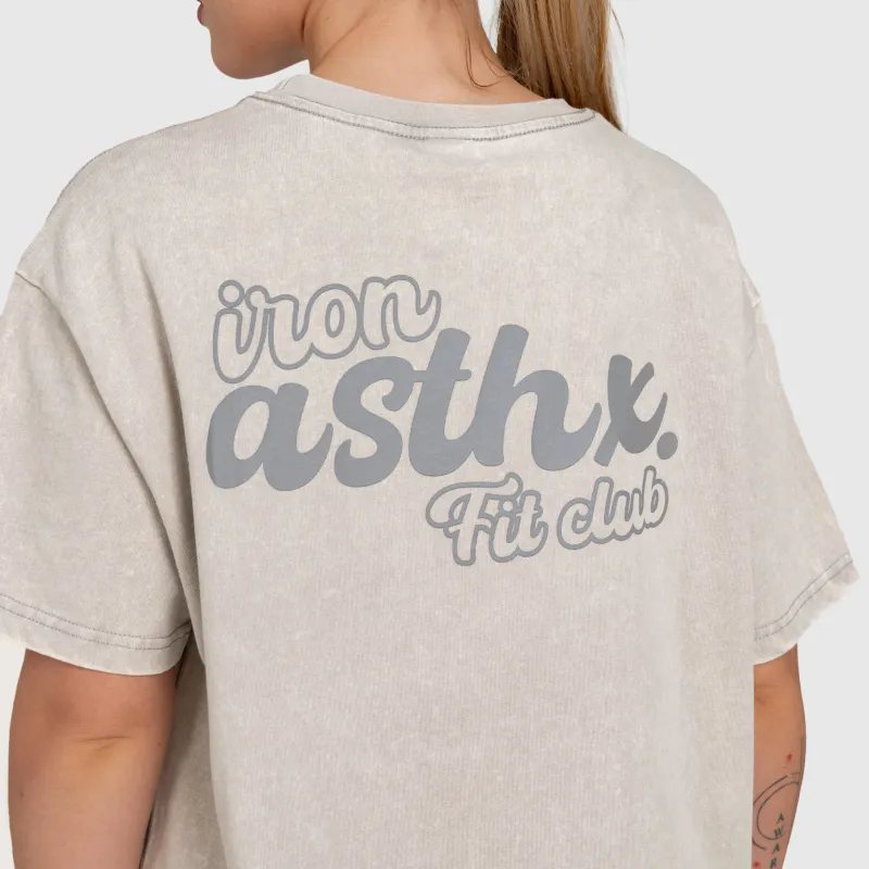 Női oversized póló Iron Aesthetics Fit club, washed grey-5