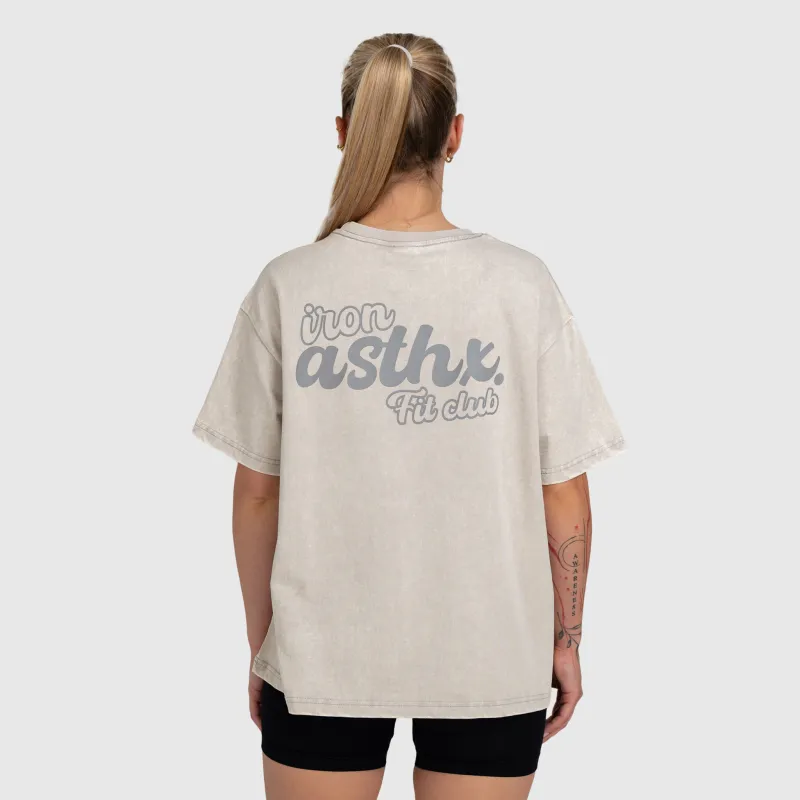 Női oversized póló Iron Aesthetics Fit club, washed grey-6