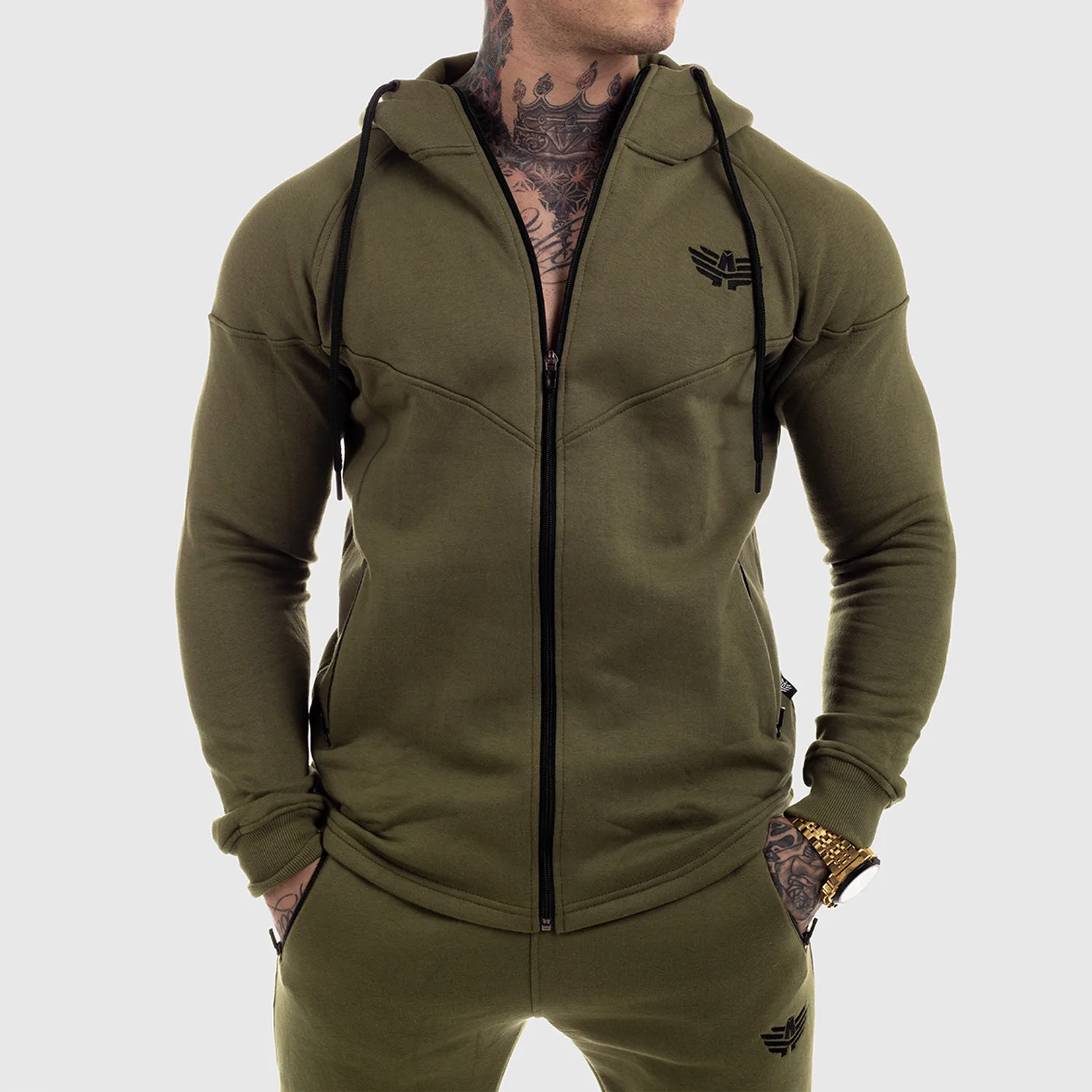 Cipzáros fitness pulóver Iron Aesthetics Round, zöld-1