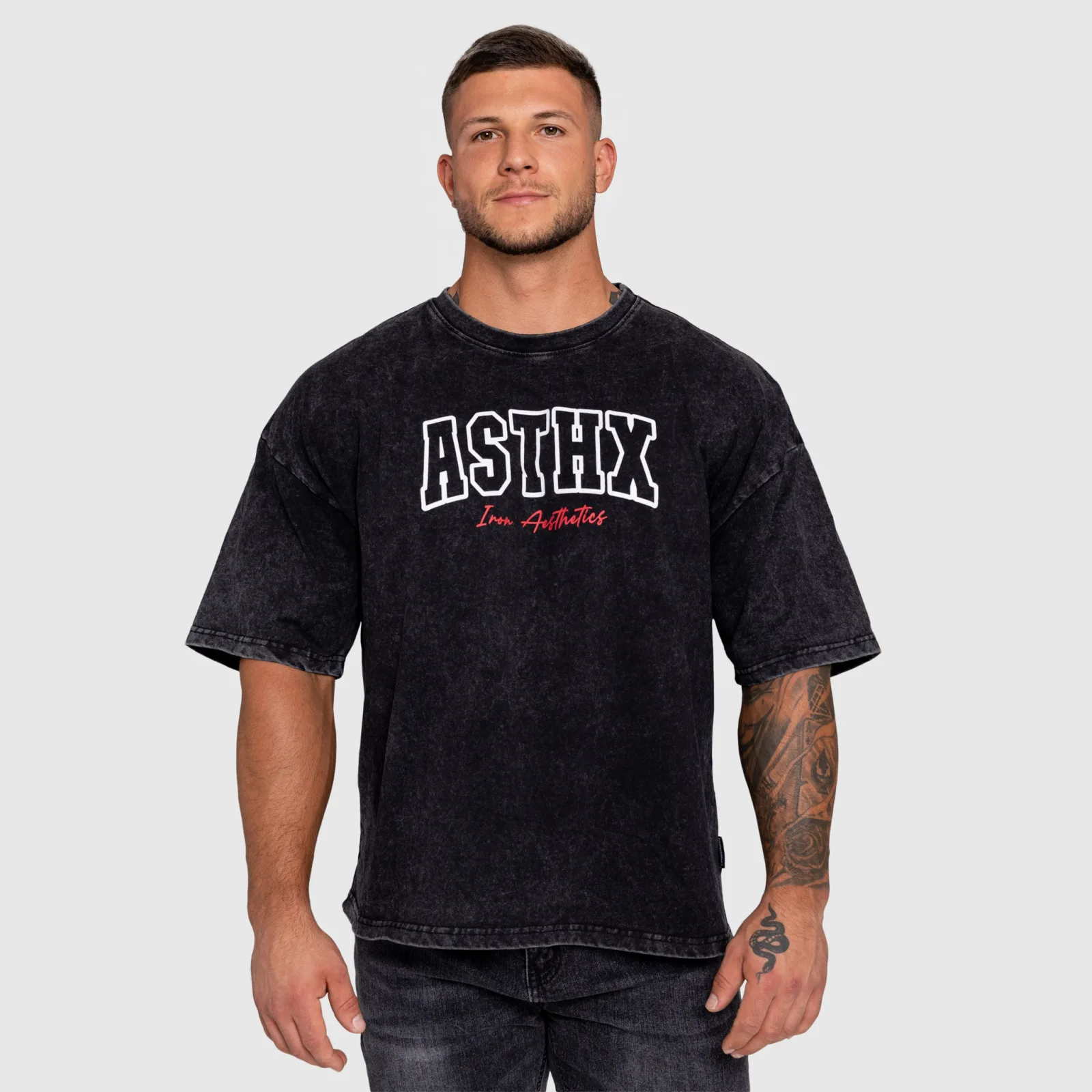 Férfi póló Iron Aesthetics ASTHX, washed black-1