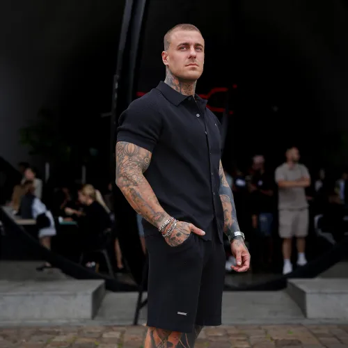 Férfi kötött ing Iron Aesthetics Vibe, fekete