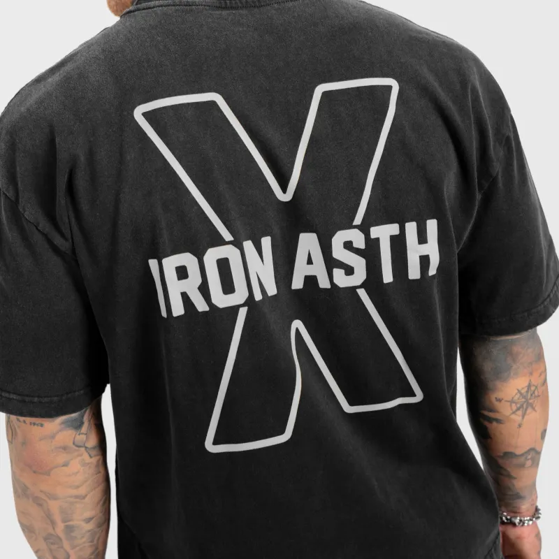 Férfi póló Iron Aesthetics X Washed, fekete-7