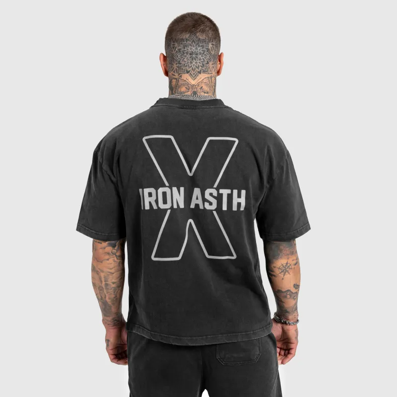 Férfi póló Iron Aesthetics X Washed, fekete-6