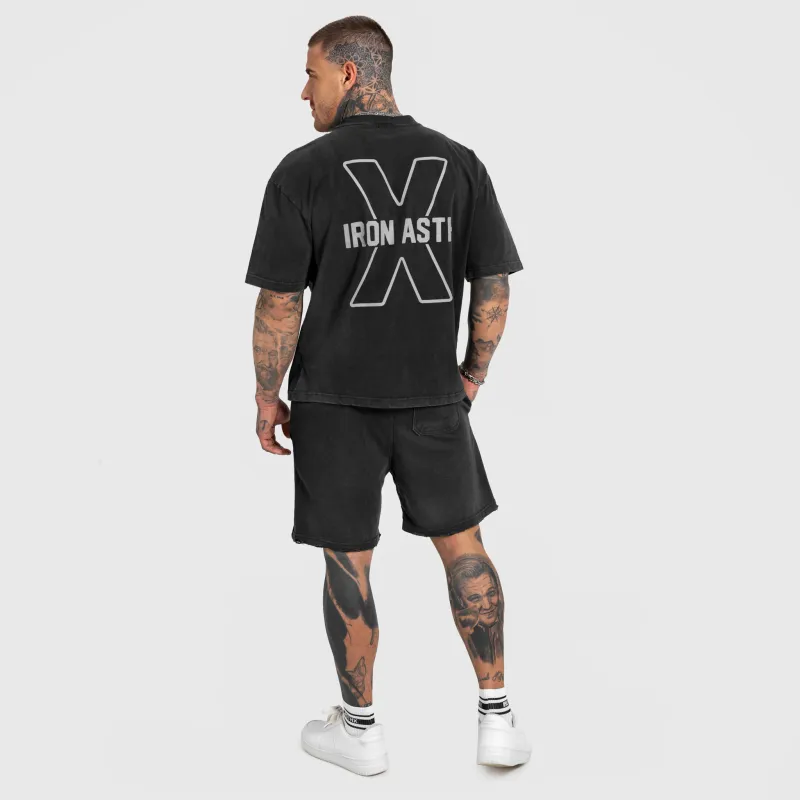 Férfi póló Iron Aesthetics X Washed, fekete-10