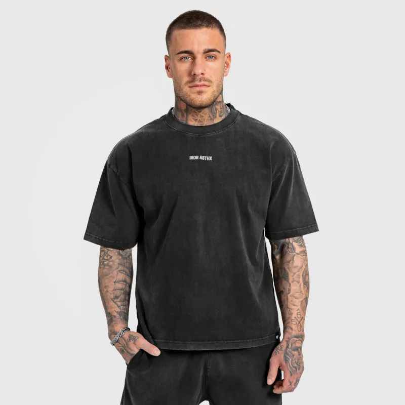 Férfi póló Iron Aesthetics X Washed, fekete-2